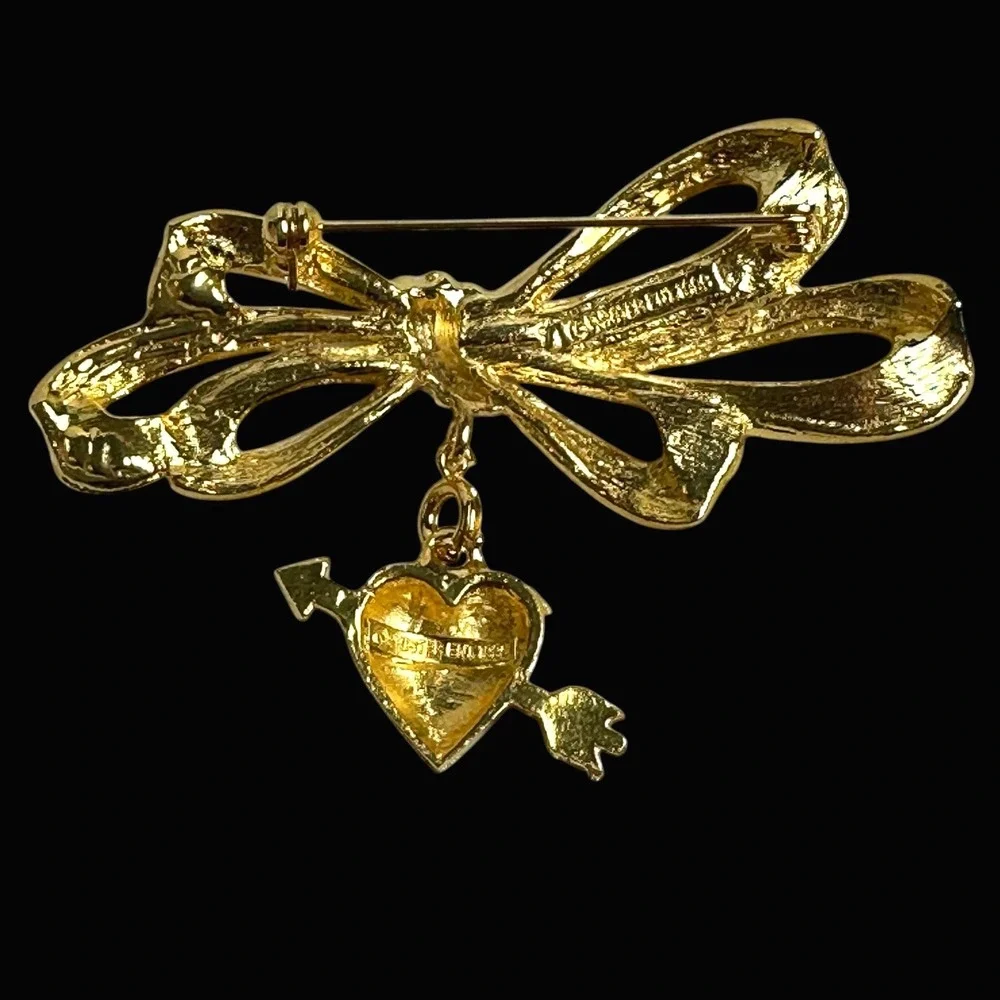 Vintage‎ 1986 Phister Ent Gold Bow Brooch - 7 Interchangeable Holiday Charms Set